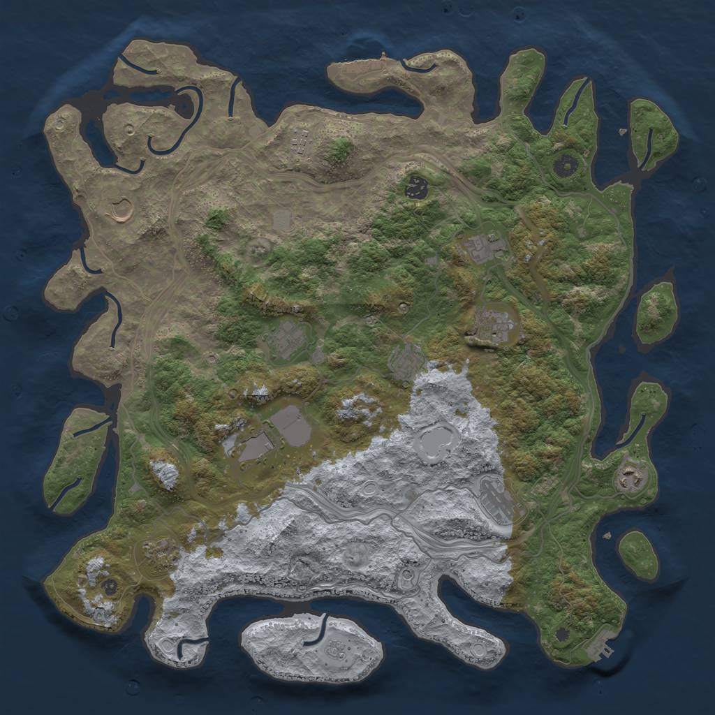 Rust Map: Procedural Map, Size: 4500, Seed: 55913891, 20 Monuments