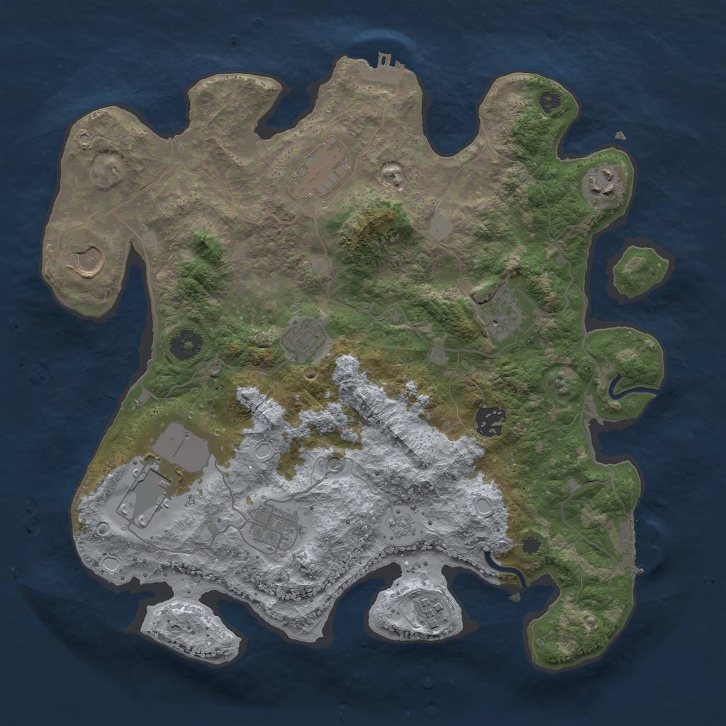 Rust Map: Procedural Map, Size: 3500, Seed: 54842863, 18 Monuments