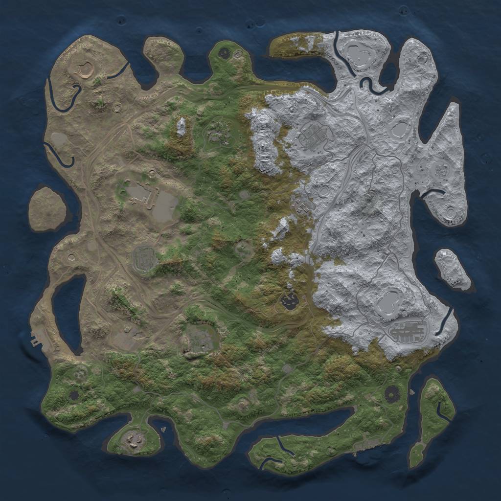 Rust Map: Procedural Map, Size: 4500, Seed: 421955, 20 Monuments