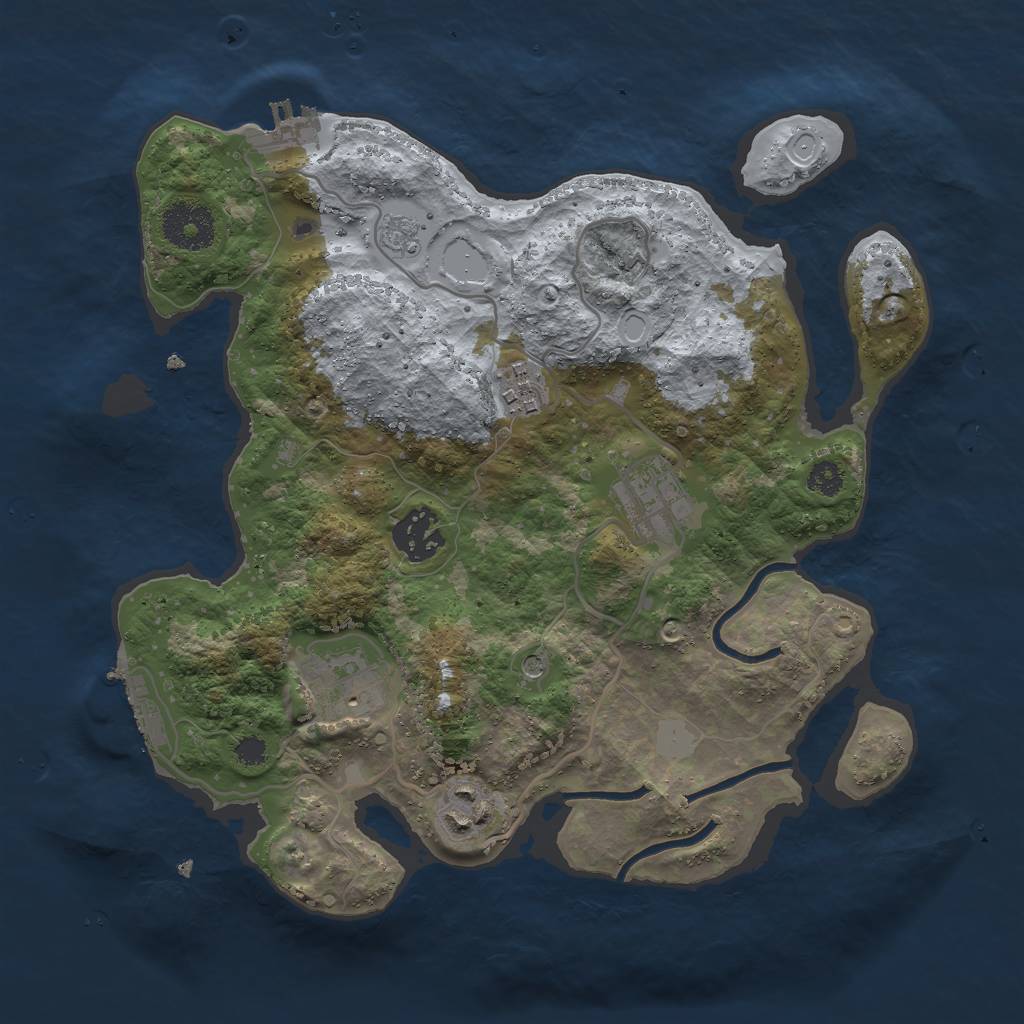Rust Map: Procedural Map, Size: 3000, Seed: 464006, 14 Monuments