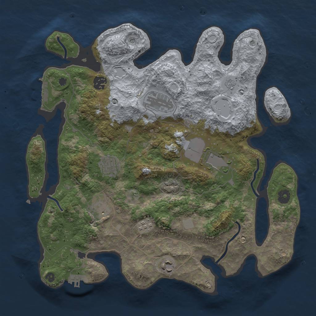 Rust Map: Procedural Map, Size: 3500, Seed: 2084254425, 16 Monuments