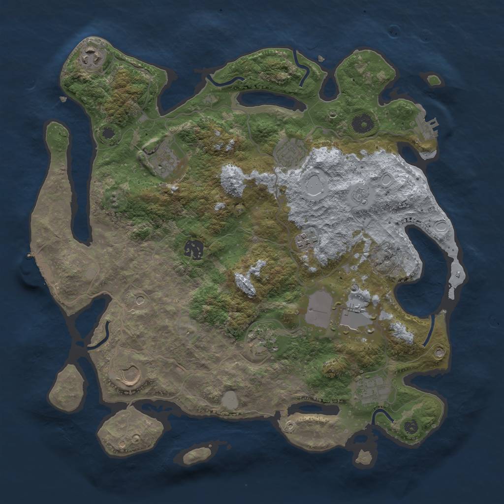 Rust Map: Procedural Map, Size: 3700, Seed: 54457, 18 Monuments