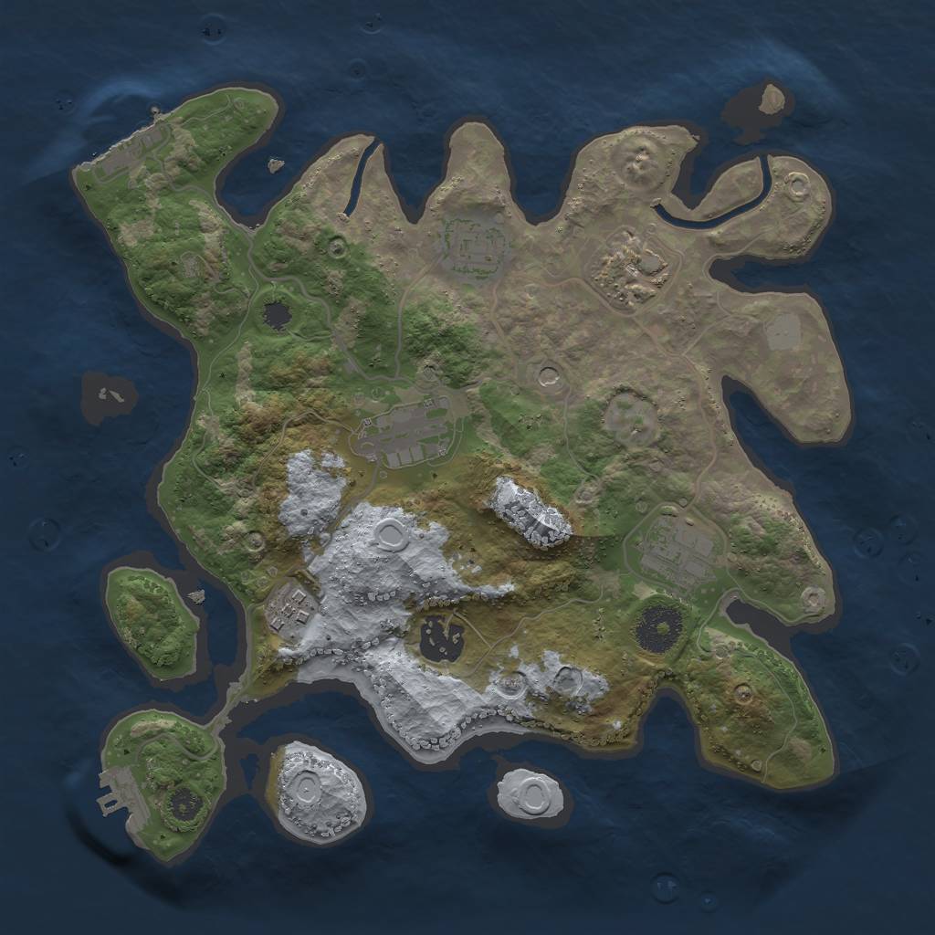 Rust Map: Procedural Map, Size: 3000, Seed: 687, 14 Monuments