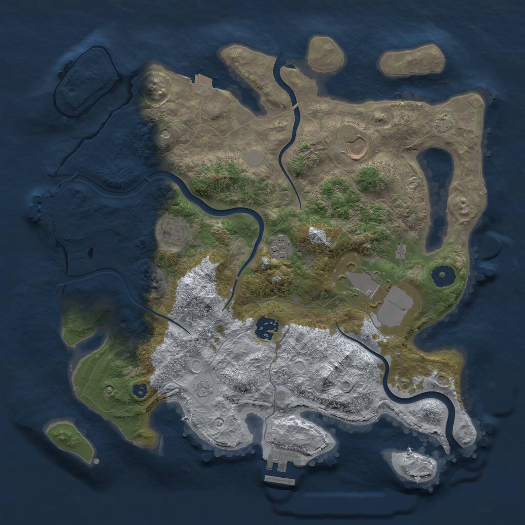Rust Map: Procedural Map, Size: 3500, Seed: 22722436, 11 Monuments
