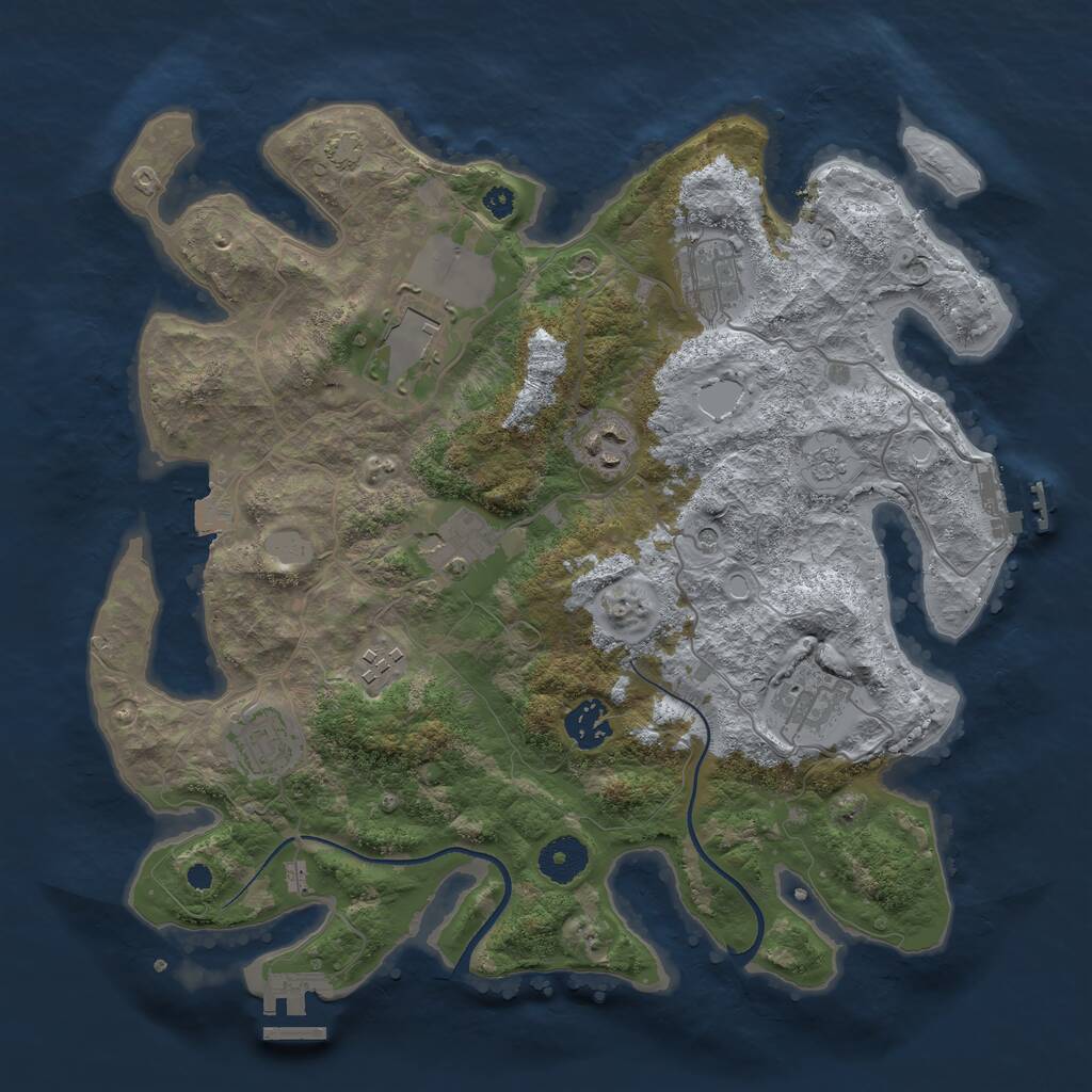 Rust Map: Procedural Map, Size: 3500, Seed: 1980402407, 14 Monuments
