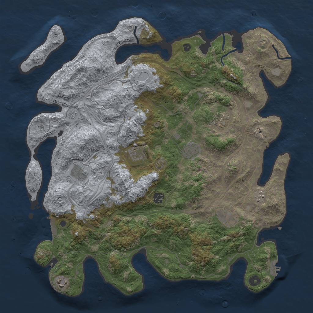 Rust Map: Procedural Map, Size: 4250, Seed: 76865030, 17 Monuments