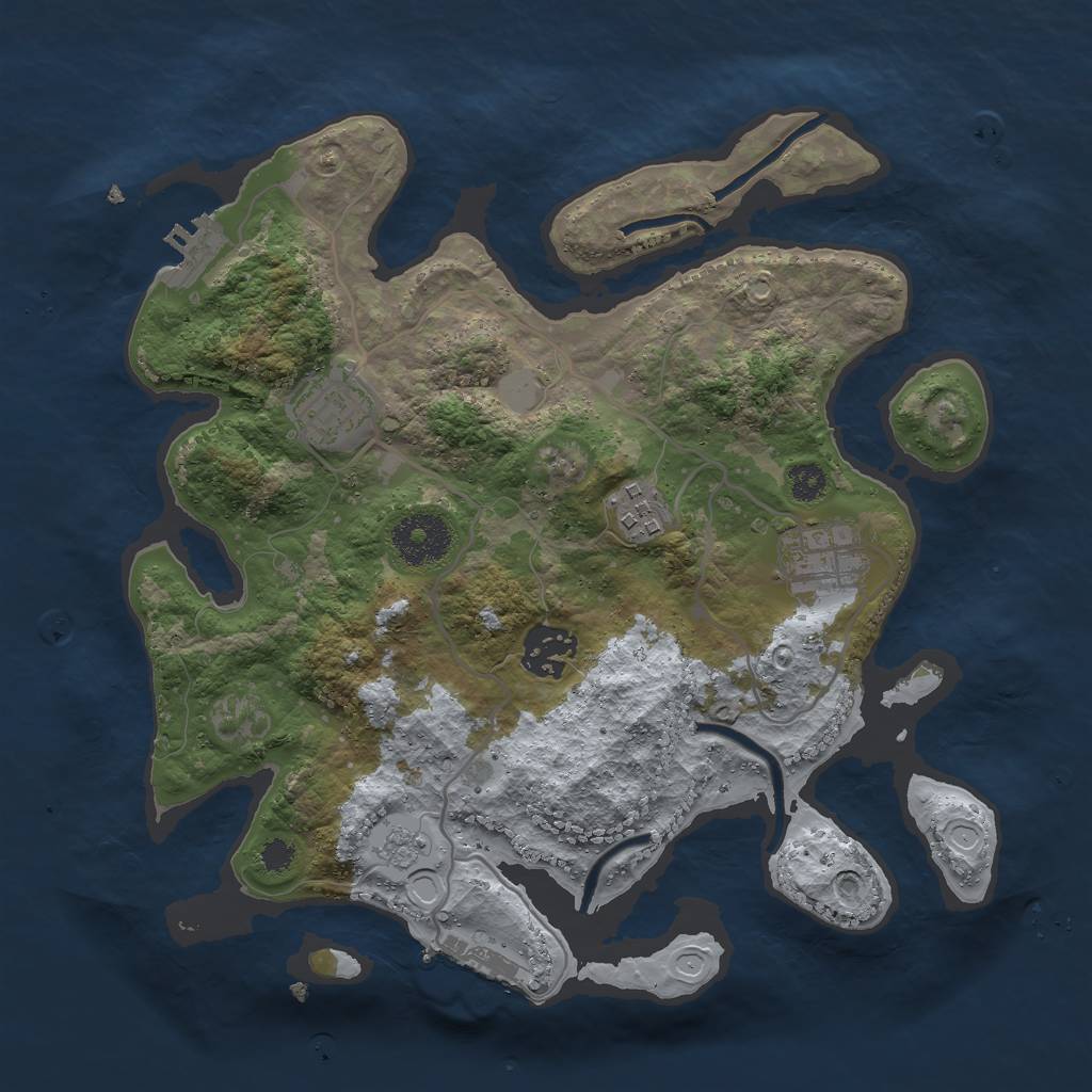 Rust Map: Procedural Map, Size: 3000, Seed: 201, 12 Monuments