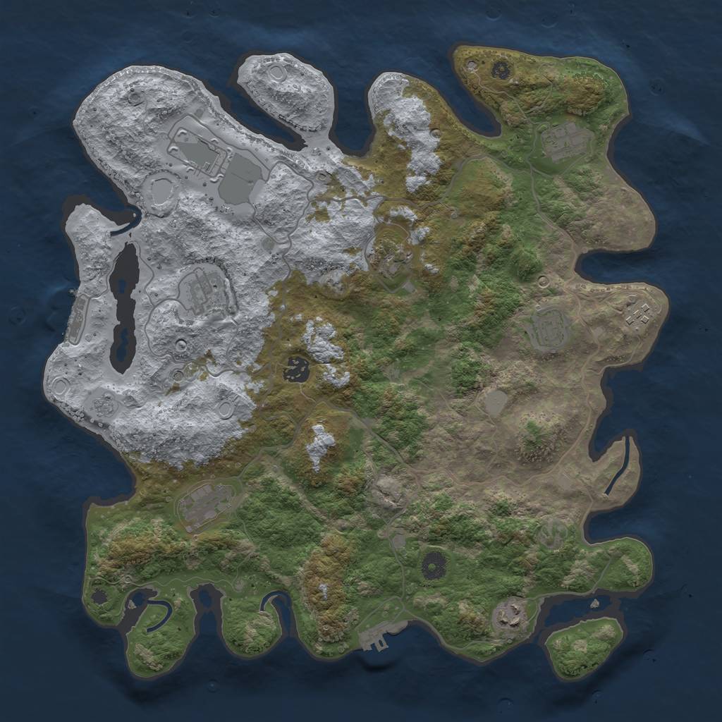 Rust Map: Procedural Map, Size: 4000, Seed: 586982, 18 Monuments