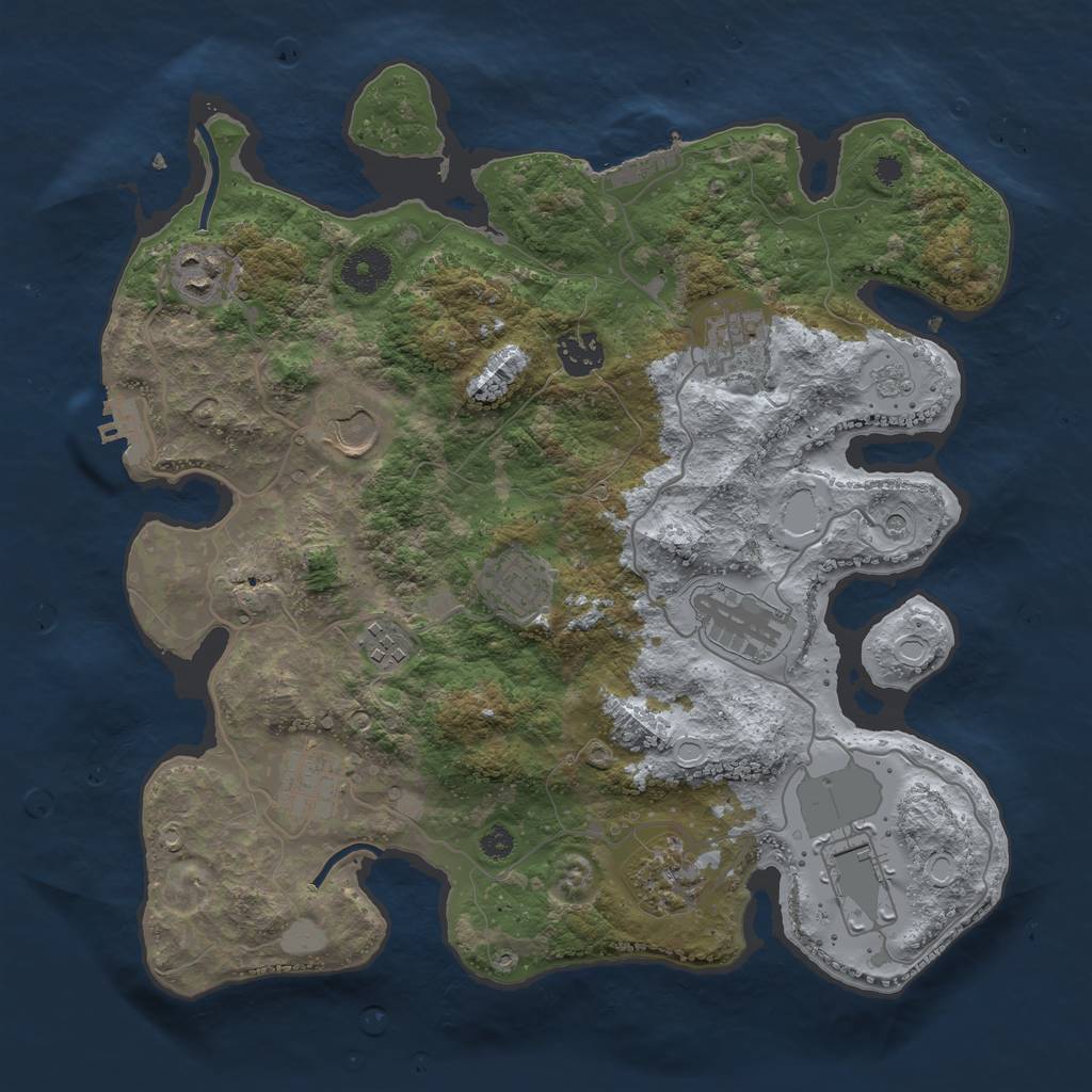 Rust Map: Procedural Map, Size: 3500, Seed: 385157132, 19 Monuments