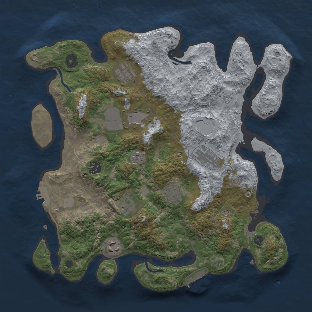 Rust Map: Procedural Map, Size: 3500, Seed: 1659962773, 17 Monuments