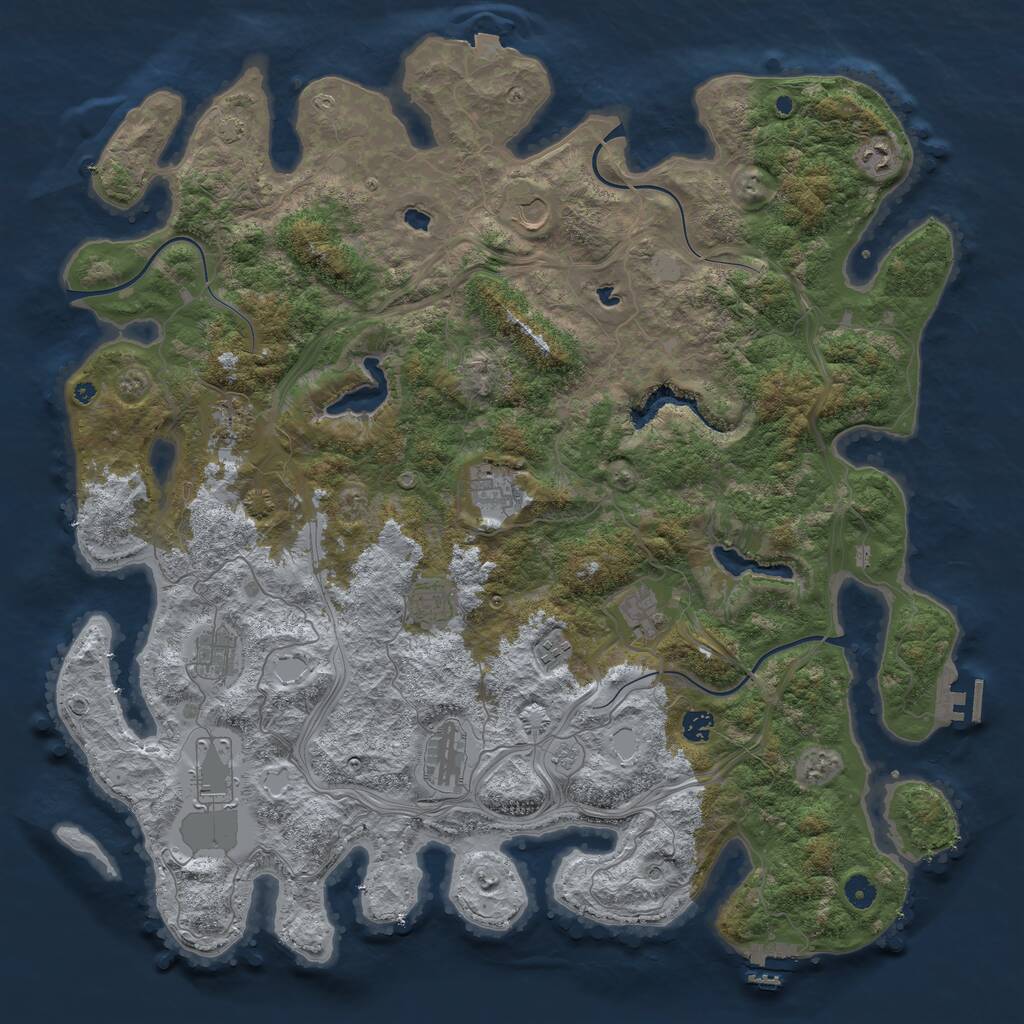 Rust Map: Procedural Map, Size: 4800, Seed: 3, 17 Monuments