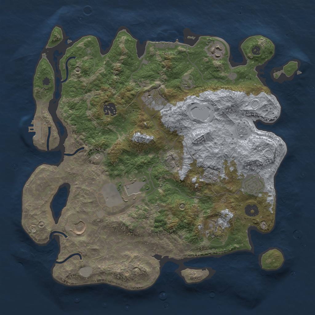 Rust Map: Procedural Map, Size: 3500, Seed: 375840833, 17 Monuments
