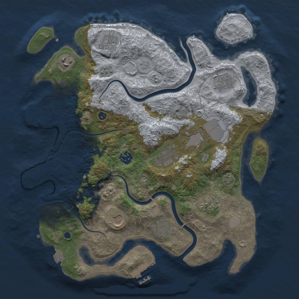 Rust Map: Procedural Map, Size: 3700, Seed: 17484087, 16 Monuments