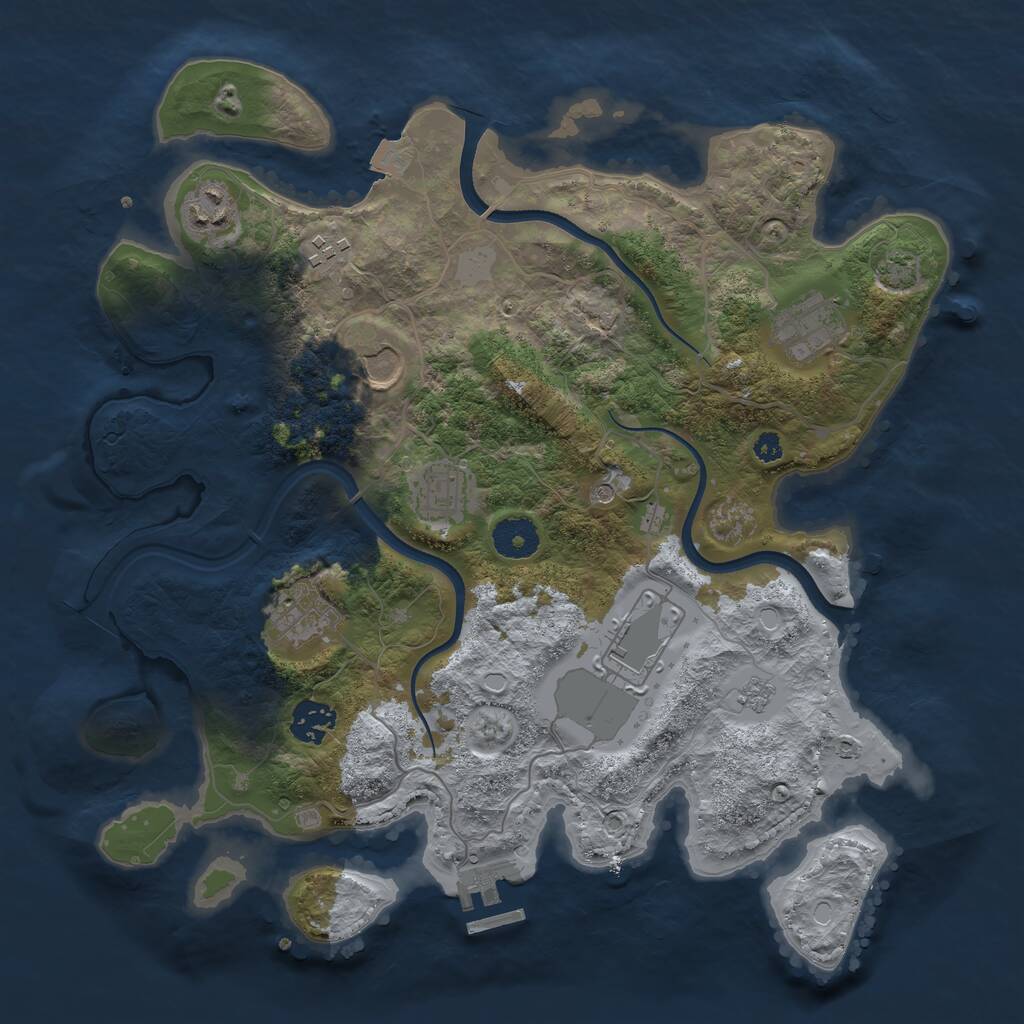Rust Map: Procedural Map, Size: 3500, Seed: 43501181, 13 Monuments