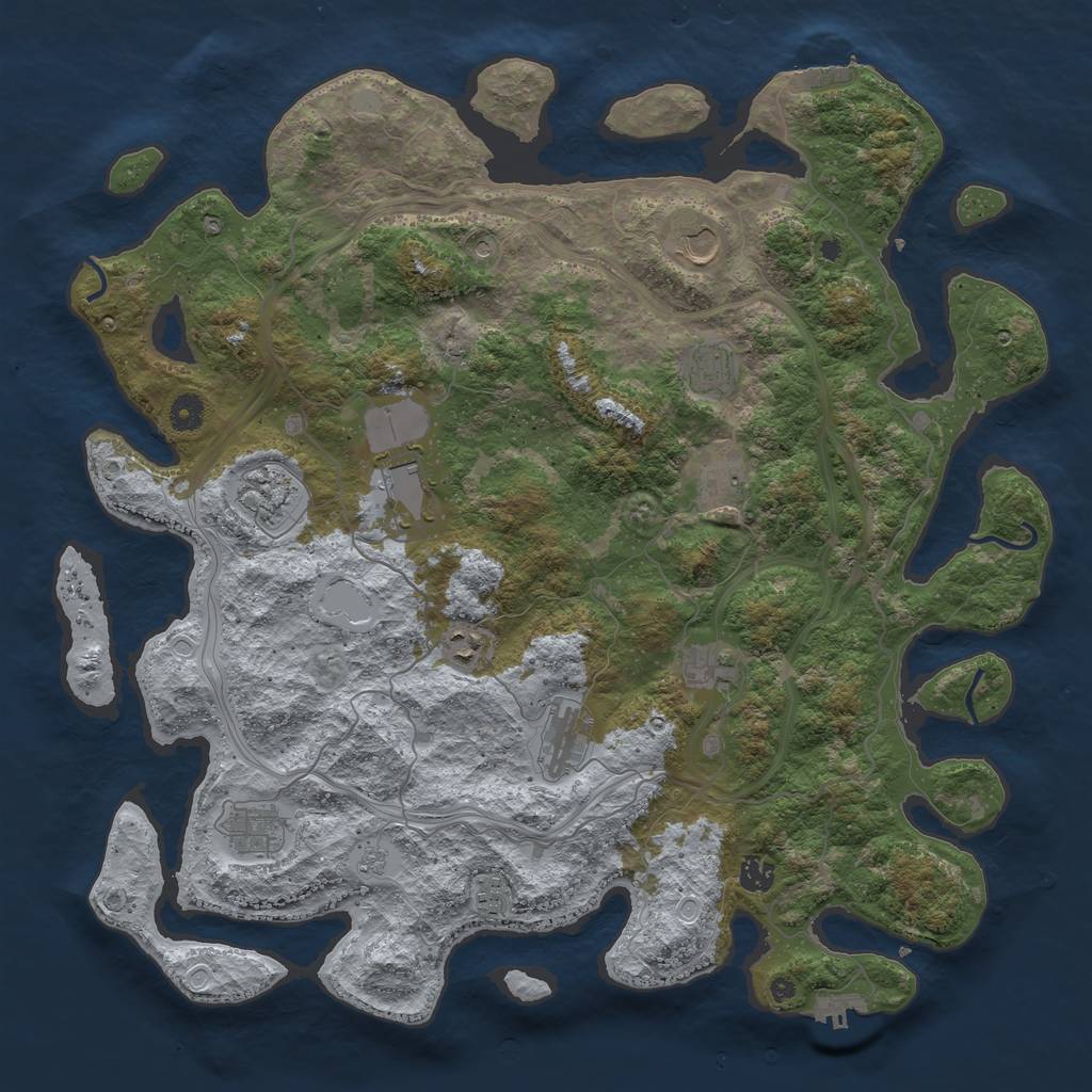 Rust Map: Procedural Map, Size: 4500, Seed: 1550112754, 20 Monuments