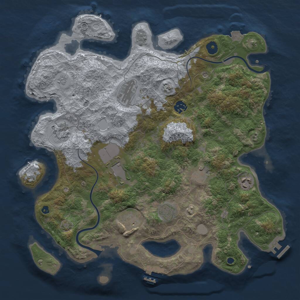 Rust Map: Procedural Map, Size: 3750, Seed: 458039945, 15 Monuments