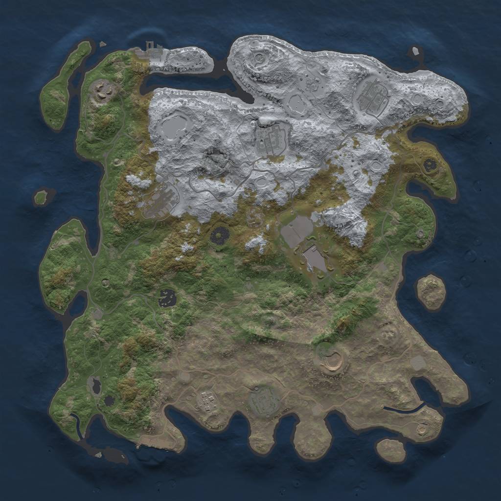 Rust Map: Procedural Map, Size: 4000, Seed: 1282285134, 18 Monuments