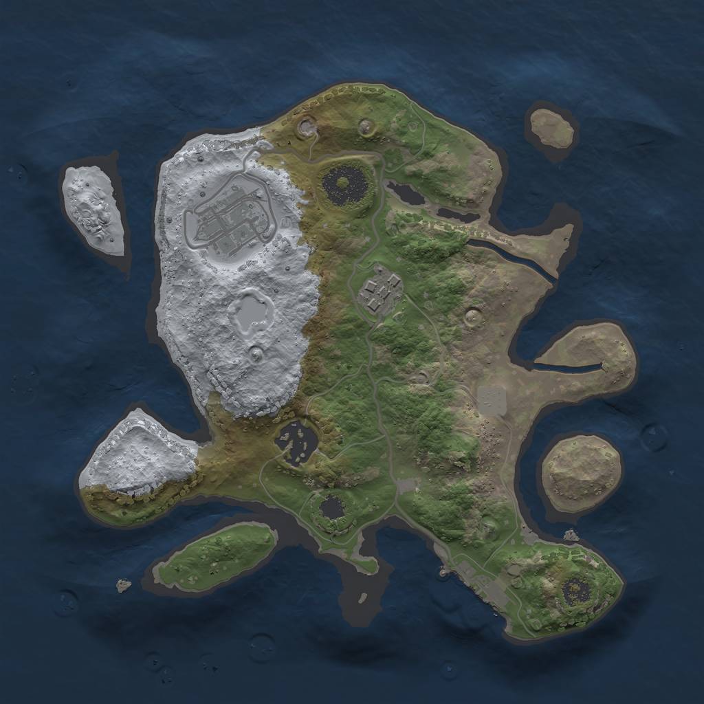 Rust Map: Procedural Map, Size: 2500, Seed: 1639635623, 9 Monuments