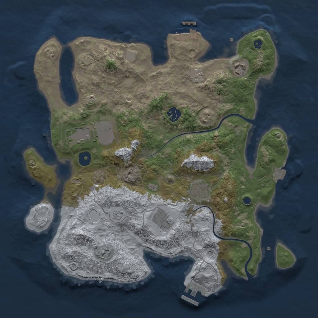 Rust Map: Procedural Map, Size: 3500, Seed: 37483240, 12 Monuments