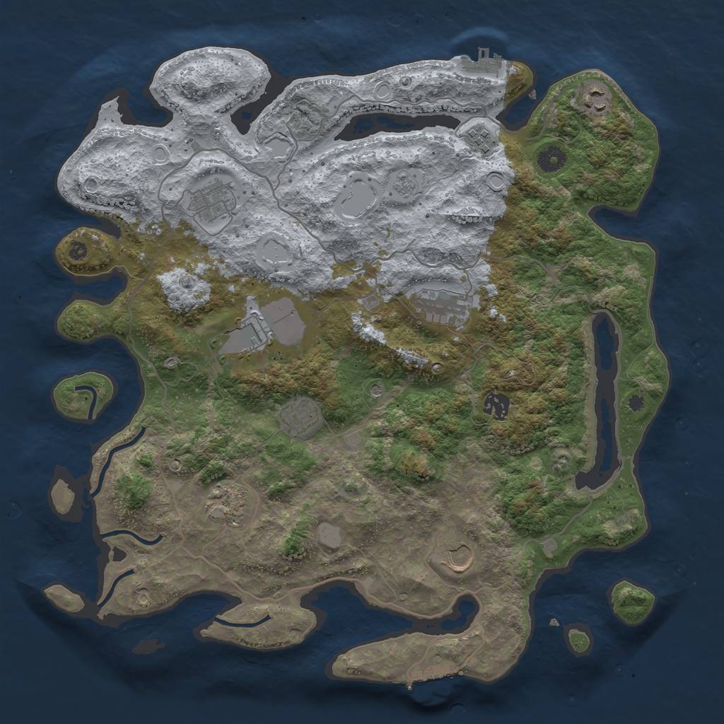 Rust Map: Procedural Map, Size: 4000, Seed: 69691123, 18 Monuments
