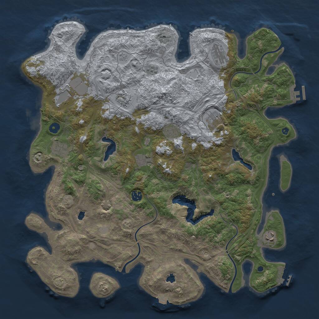 Rust Map: Procedural Map, Size: 4500, Seed: 653472885, 16 Monuments