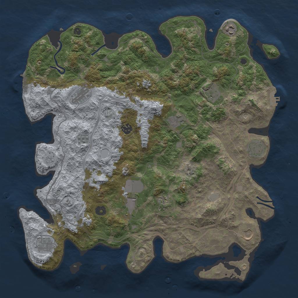 Rust Map: Procedural Map, Size: 4250, Seed: 2119447159, 20 Monuments