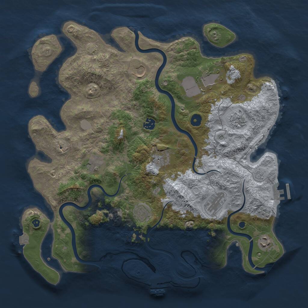 Rust Map: Procedural Map, Size: 3950, Seed: 905206747, 16 Monuments
