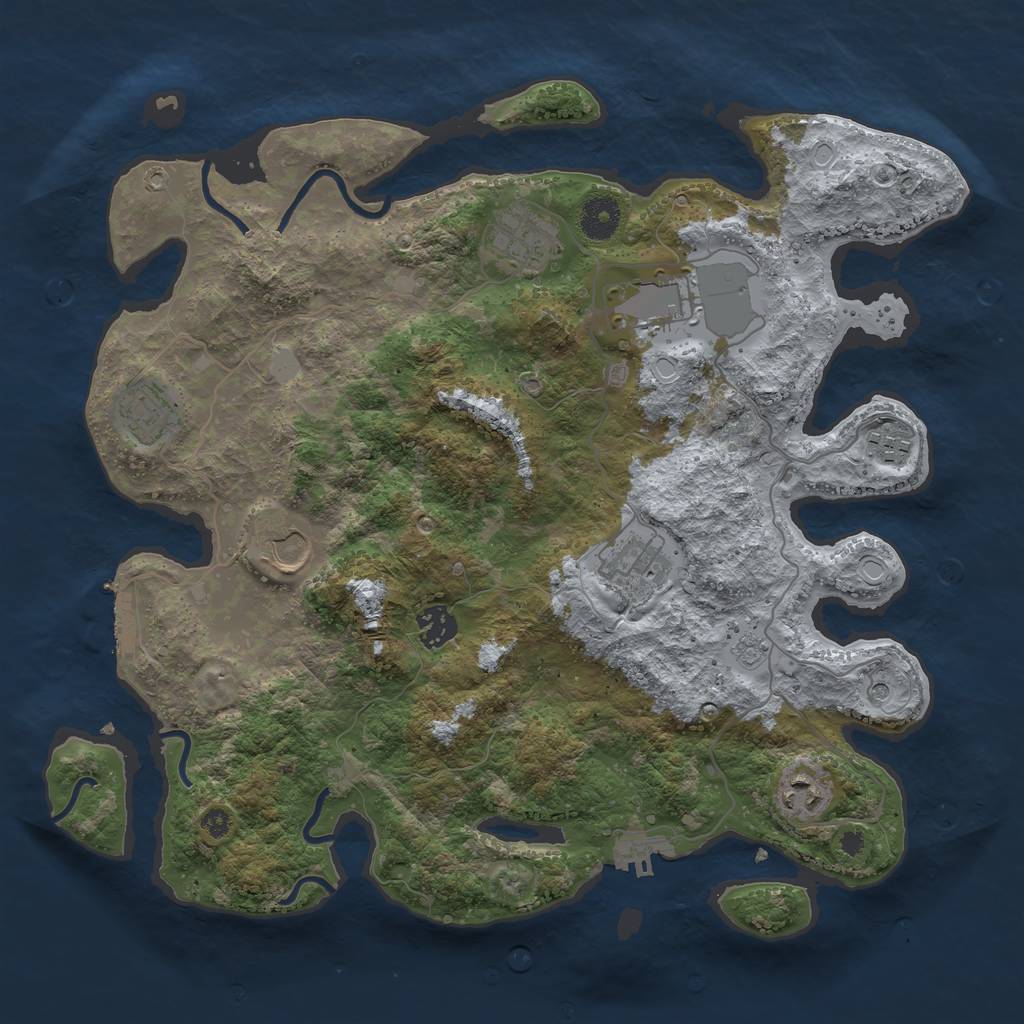 Rust Map: Procedural Map, Size: 3700, Seed: 336520444, 17 Monuments