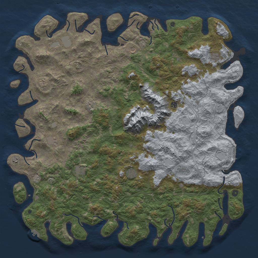 Rust Map: Procedural Map, Size: 6000, Seed: 54346434, 20 Monuments