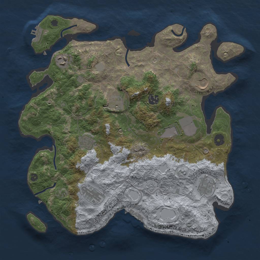 Rust Map: Procedural Map, Size: 3500, Seed: 121605, 17 Monuments
