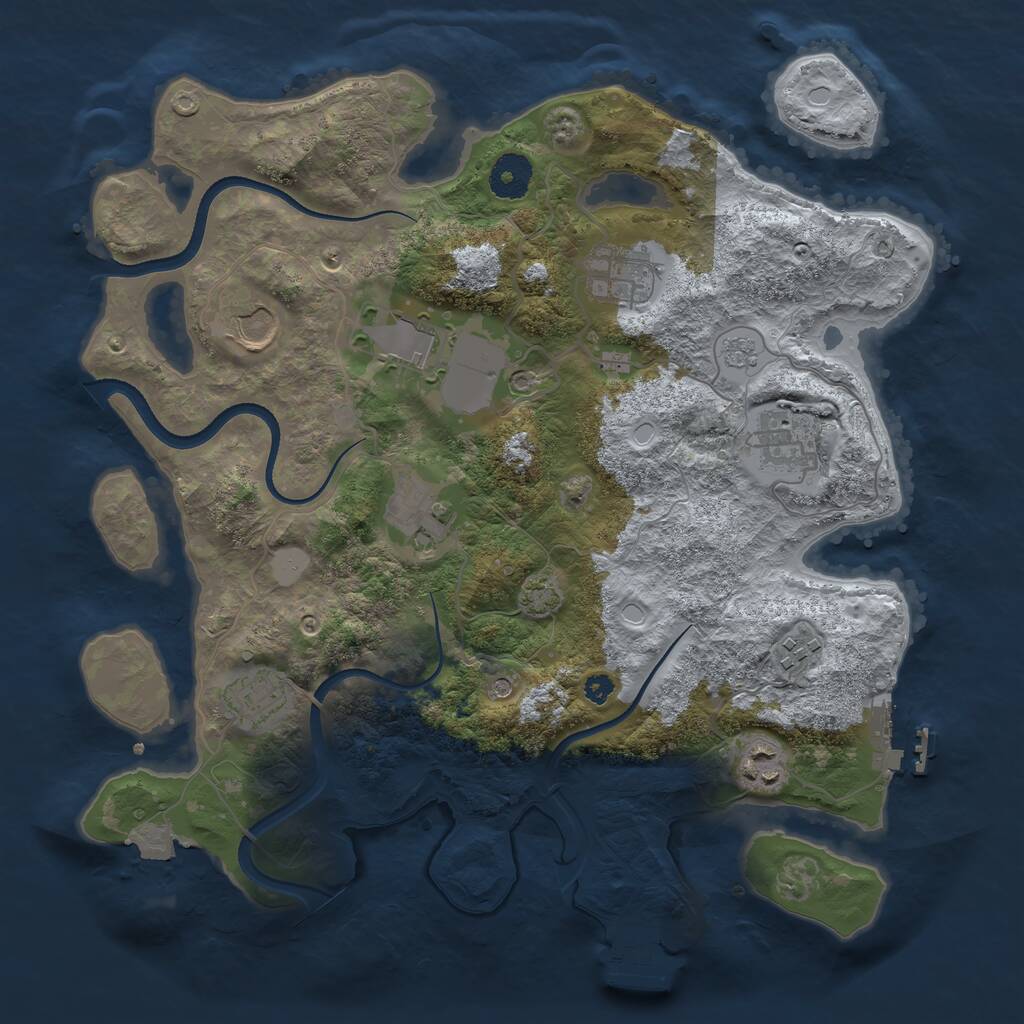 Rust Map: Procedural Map, Size: 3500, Seed: 60839197, 14 Monuments