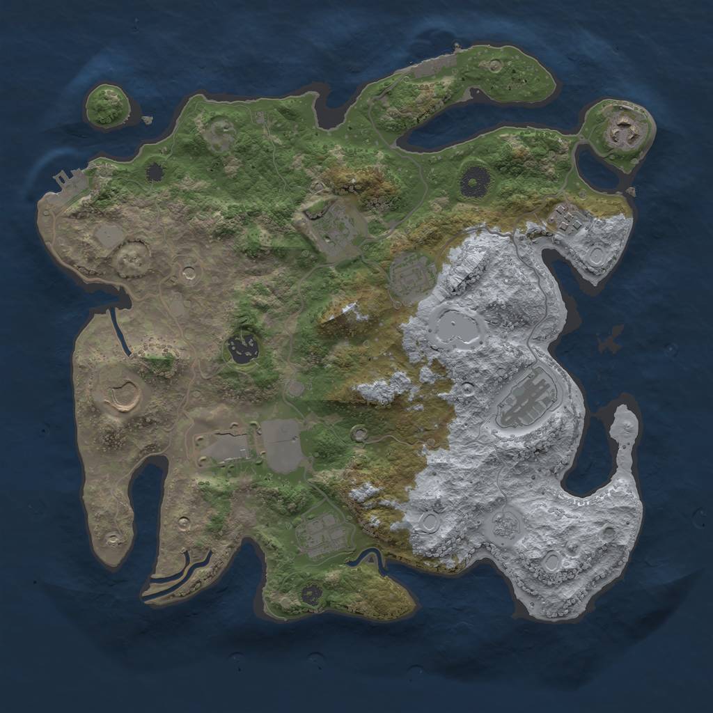 Rust Map: Procedural Map, Size: 3500, Seed: 555522180, 18 Monuments