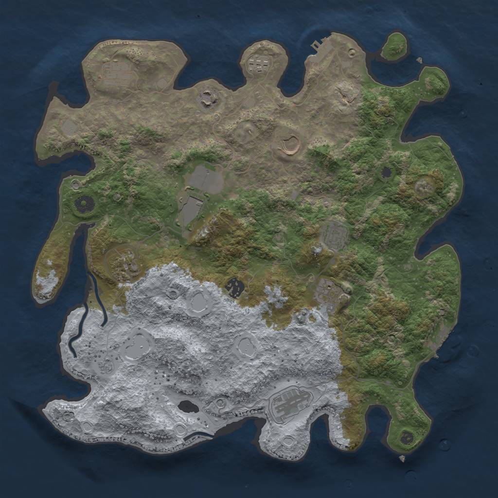 Rust Map: Procedural Map, Size: 3950, Seed: 1464296904, 19 Monuments