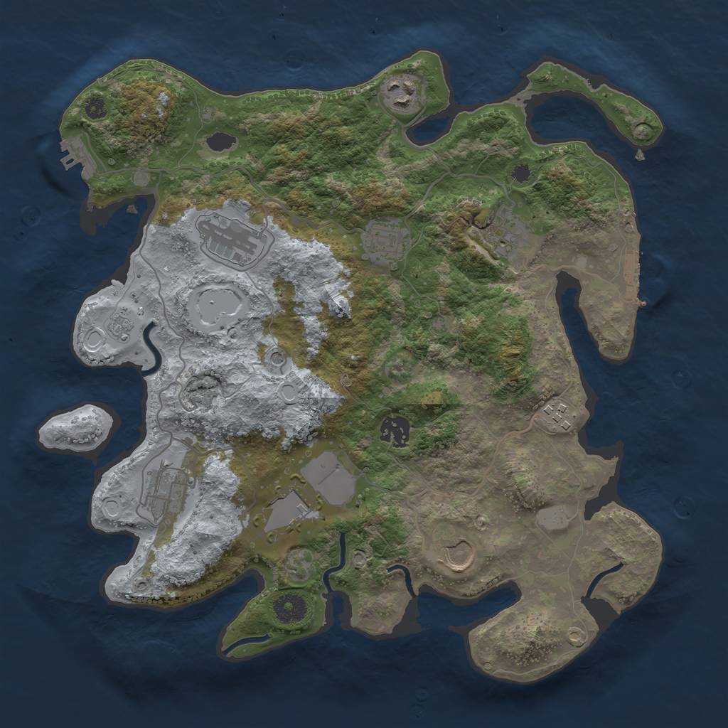 Rust Map: Procedural Map, Size: 3500, Seed: 206194123, 18 Monuments