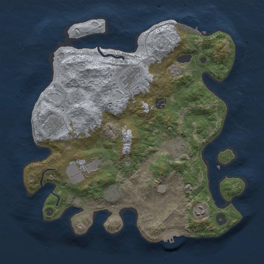 Rust Map: Procedural Map, Size: 3500, Seed: 289237769, 17 Monuments