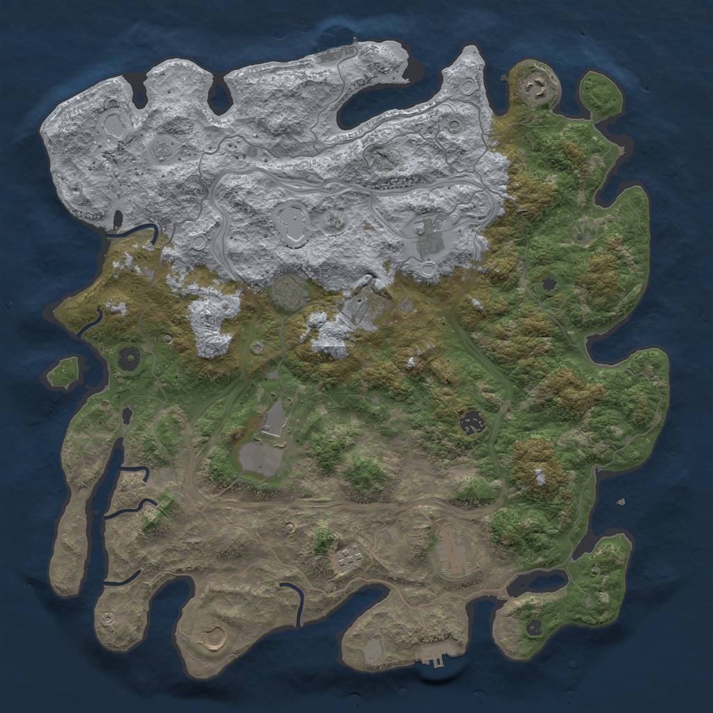Rust Map: Procedural Map, Size: 4500, Seed: 4215435, 18 Monuments