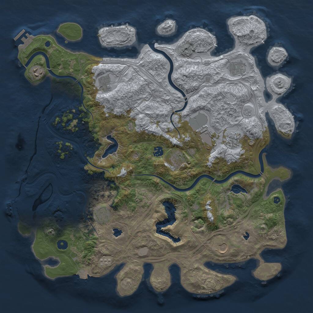 Rust Map: Procedural Map, Size: 4500, Seed: 3276700, 16 Monuments