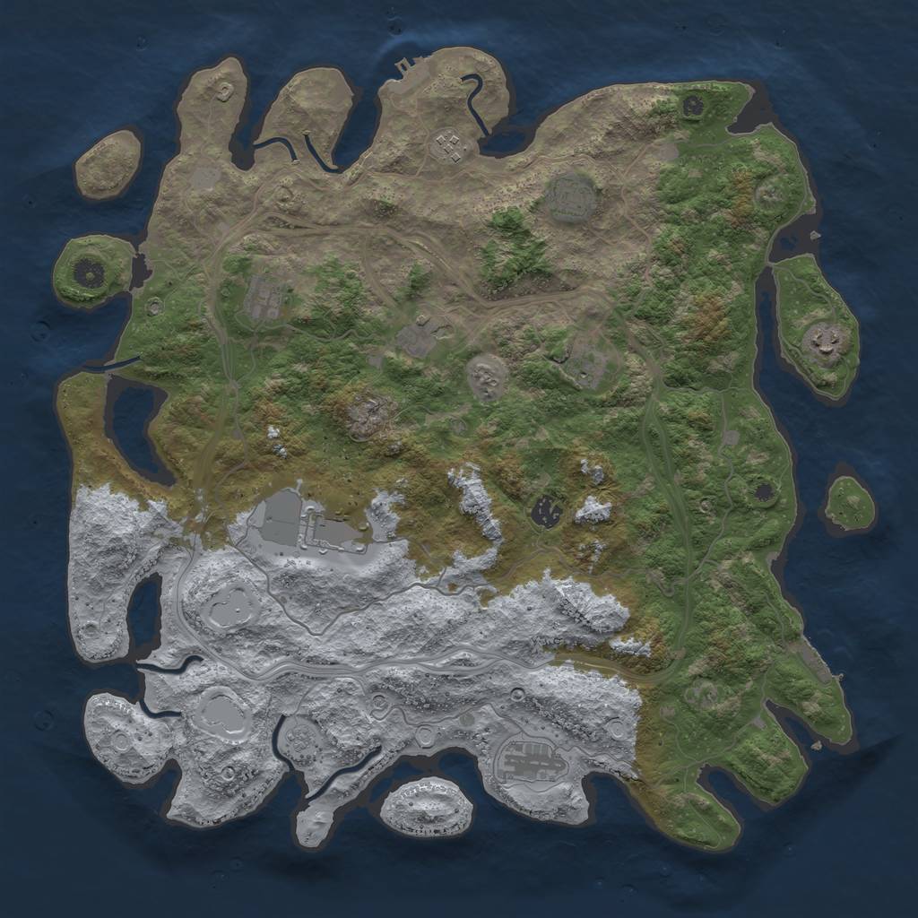 Rust Map: Procedural Map, Size: 4500, Seed: 3215435, 18 Monuments