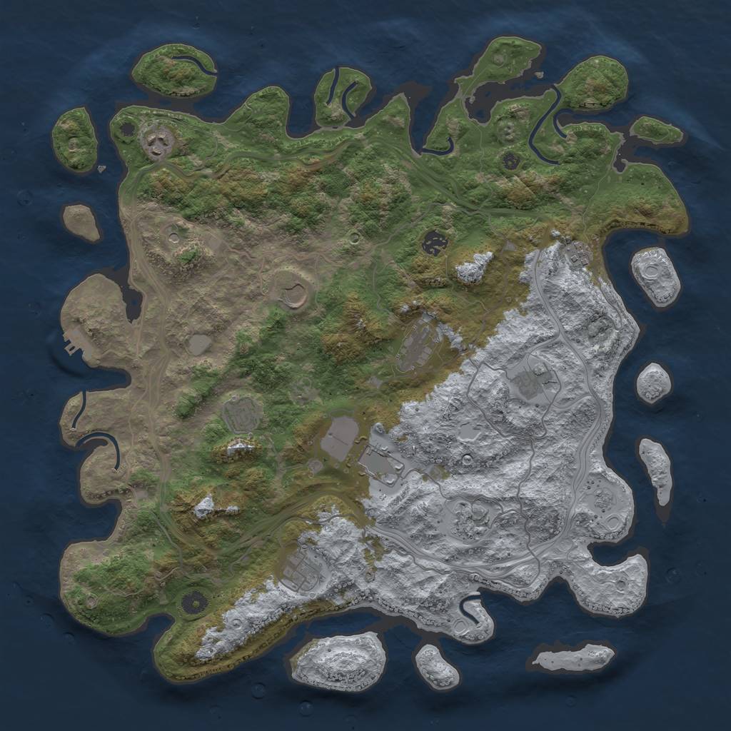 Rust Map: Procedural Map, Size: 4500, Seed: 4265435, 18 Monuments