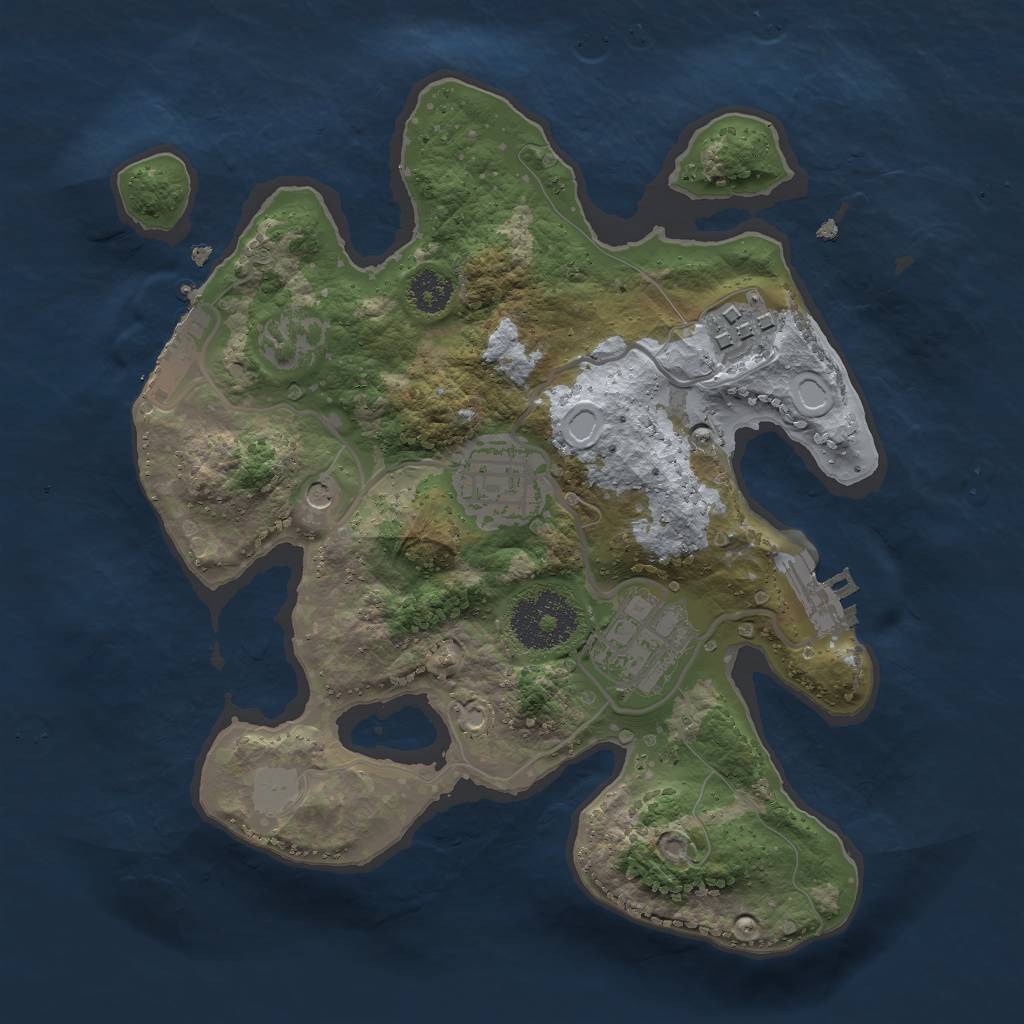 Rust Map: Procedural Map, Size: 2500, Seed: 2096772777, 11 Monuments