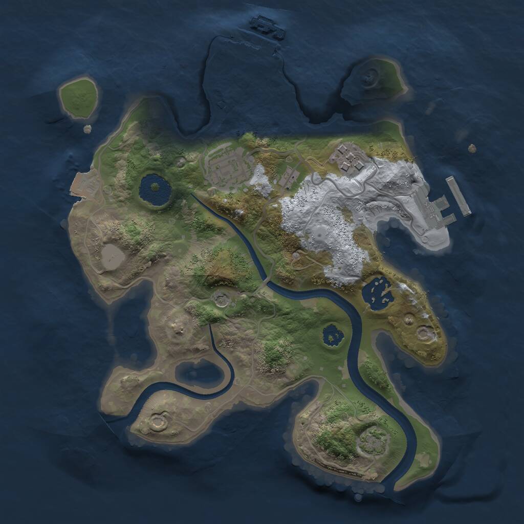 Rust Map: Procedural Map, Size: 2500, Seed: 2096772777, 8 Monuments