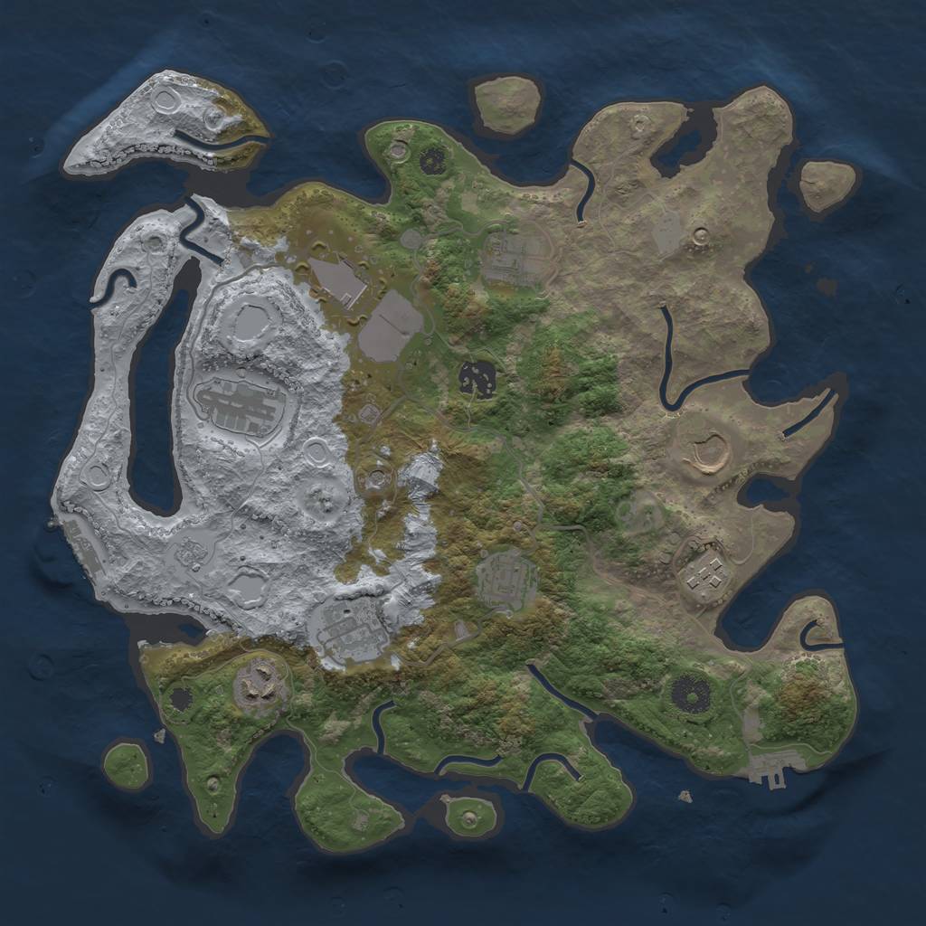 Rust Map: Procedural Map, Size: 3500, Seed: 786880357, 18 Monuments