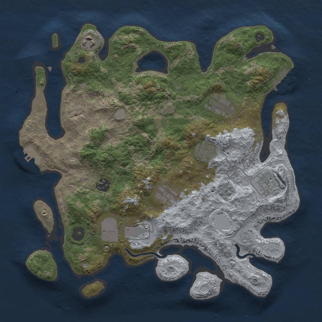 Rust Map: Procedural Map, Size: 3500, Seed: 789126670, 17 Monuments