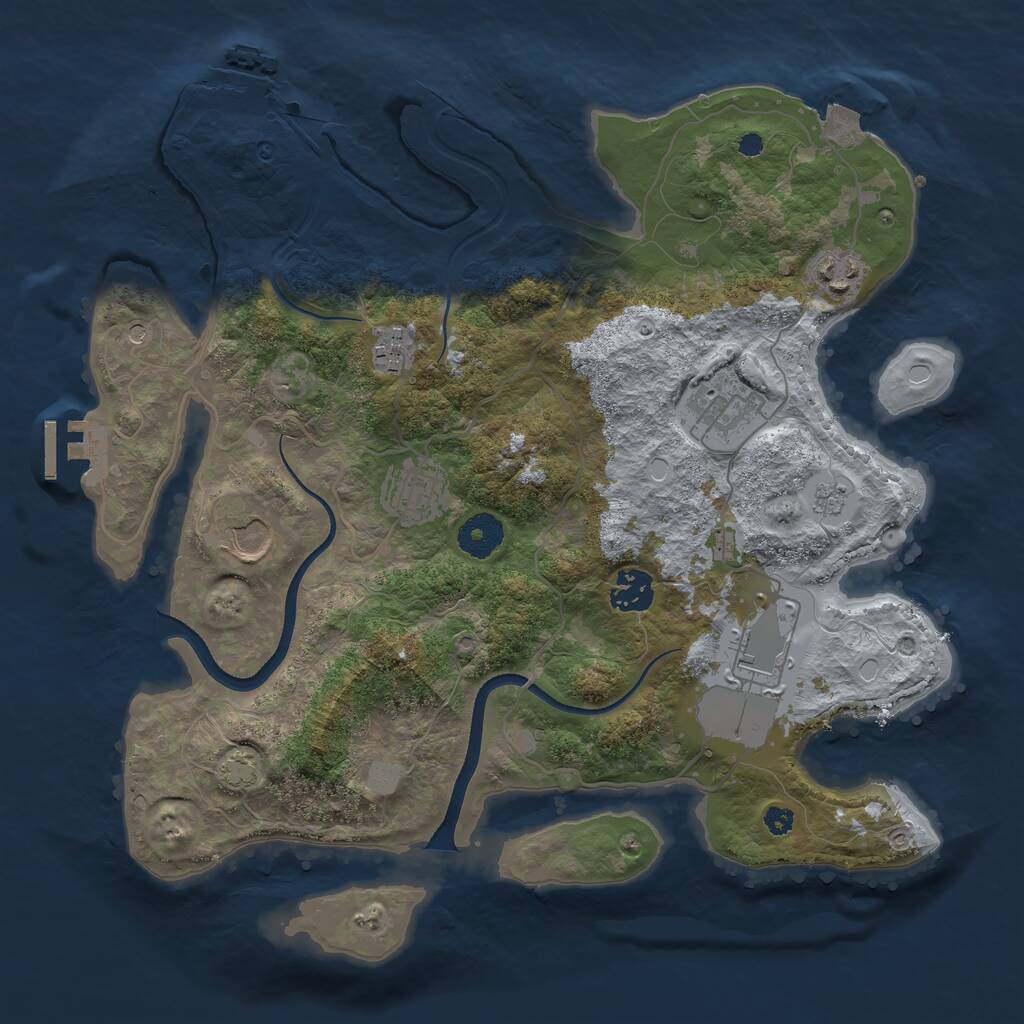 Rust Map: Procedural Map, Size: 3500, Seed: 84009030, 13 Monuments