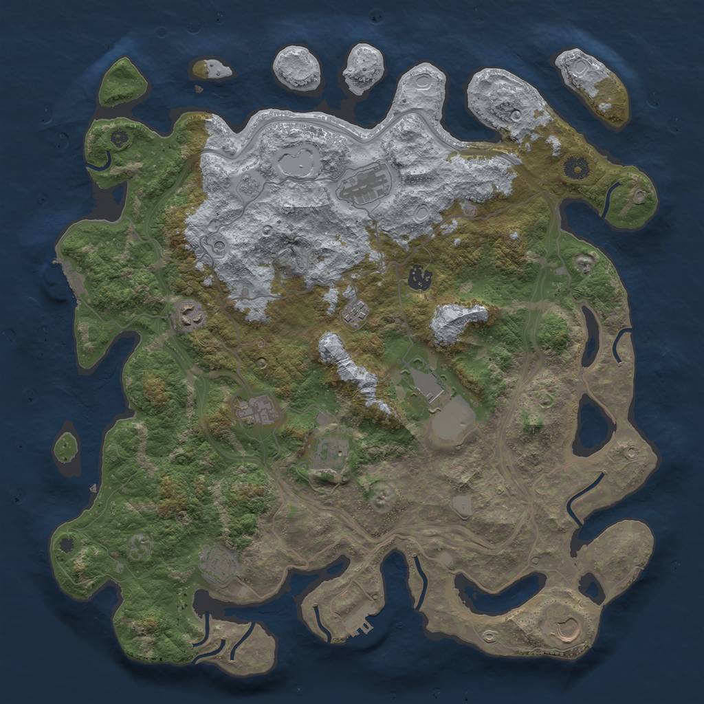 Rust Map: Procedural Map, Size: 4250, Seed: 354827419, 18 Monuments