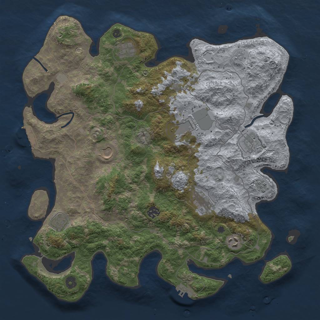 Rust Map: Procedural Map, Size: 4000, Seed: 121645021, 18 Monuments