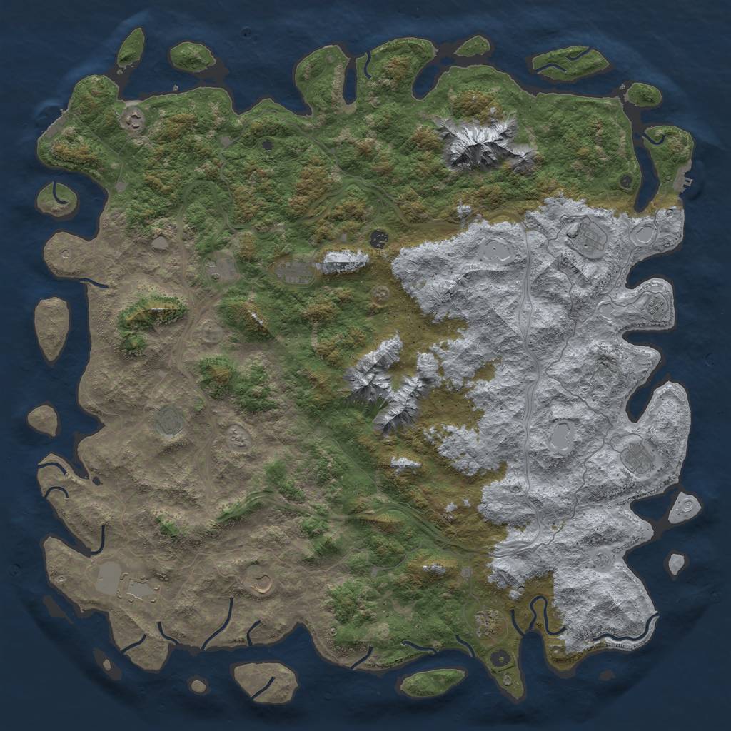 Rust Map: Procedural Map, Size: 6000, Seed: 341372588, 20 Monuments