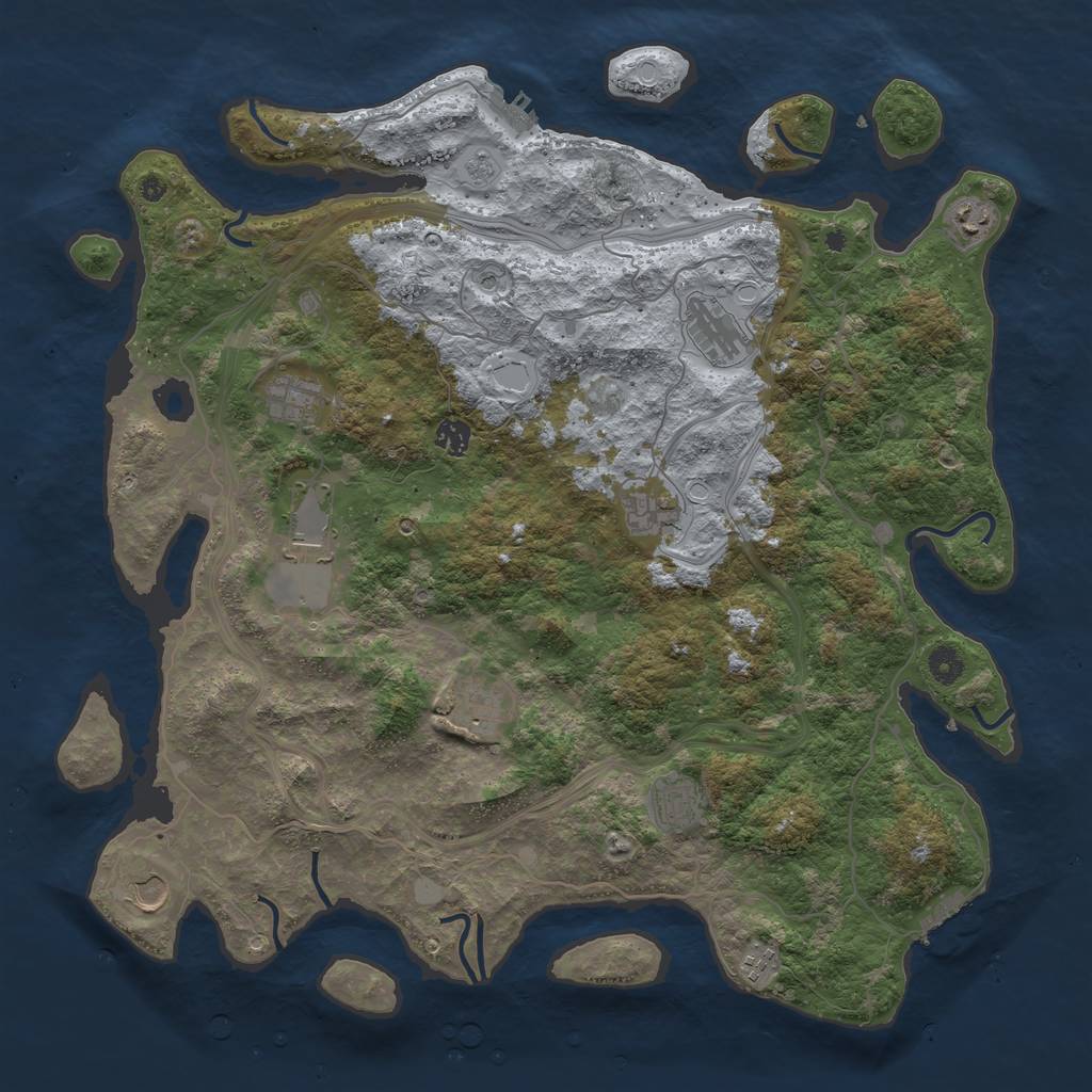 Rust Map: Procedural Map, Size: 4500, Seed: 1175352238, 19 Monuments