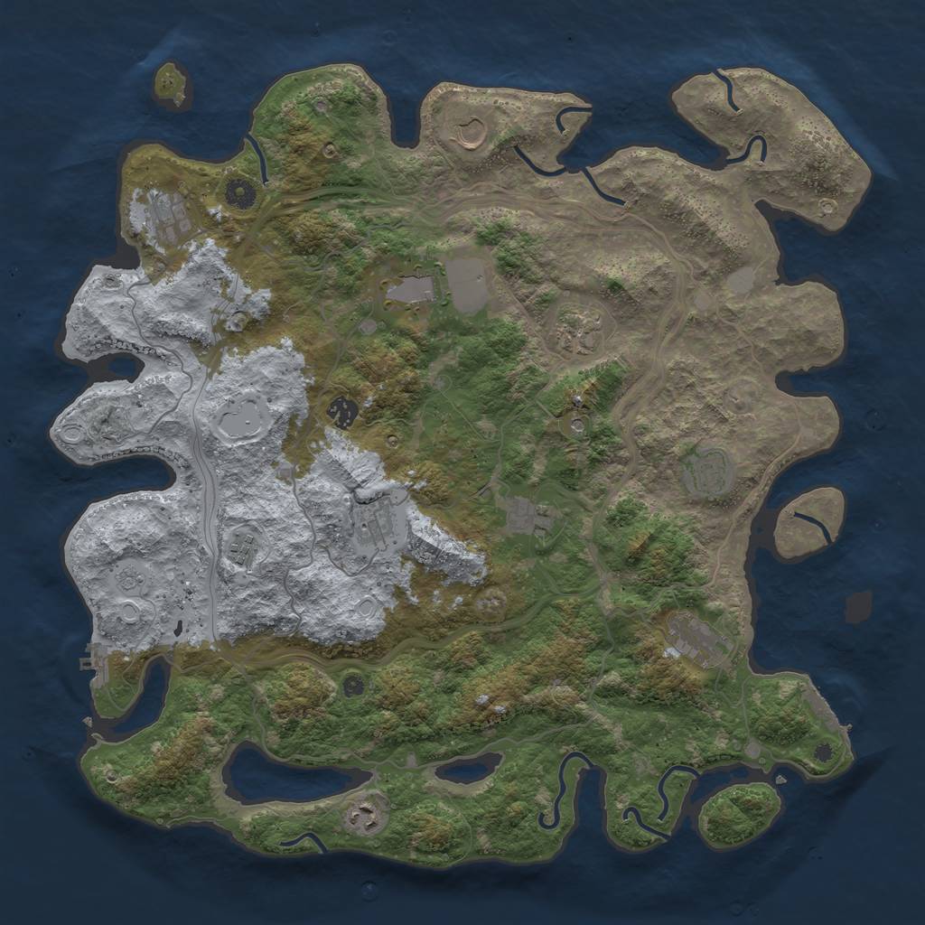 Rust Map: Procedural Map, Size: 4500, Seed: 1918514366, 20 Monuments