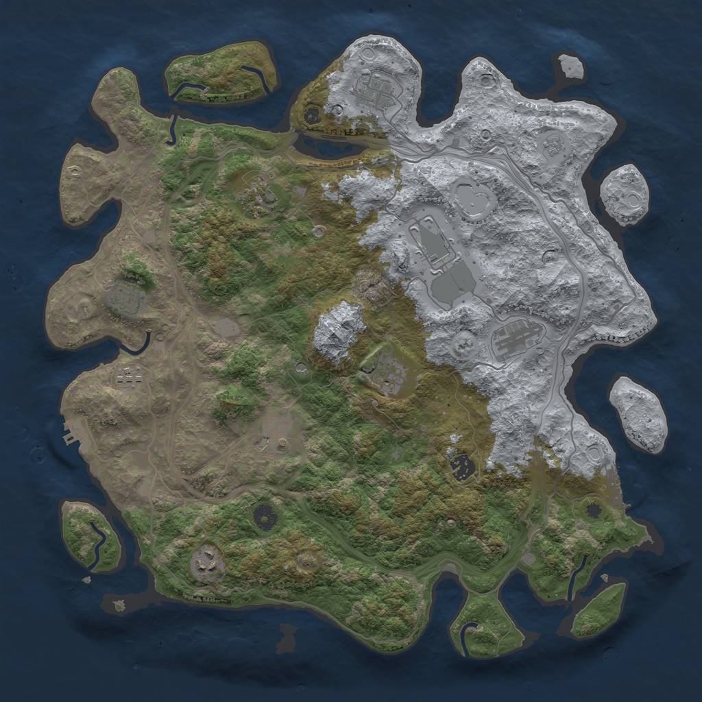 Rust Map: Procedural Map, Size: 4250, Seed: 1324342960, 17 Monuments